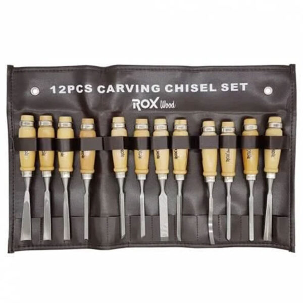 Rox Wood Ahşap Oyma Iskarpela Seti 12 Parça Metal Yüzüklü Saplı - Alet İste